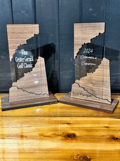 Customizable Walnut and Acrylic Award Trophy