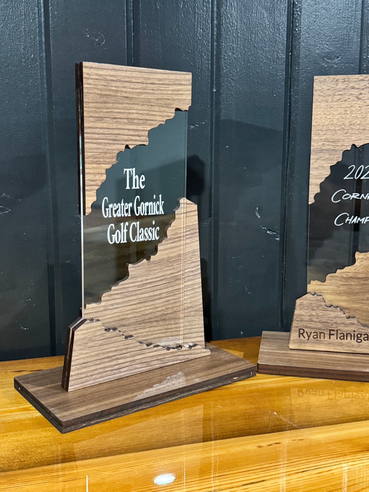 Customizable Walnut and Acrylic Award Trophy