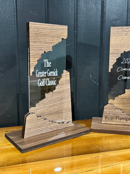 Customizable Walnut and Acrylic Award Trophy