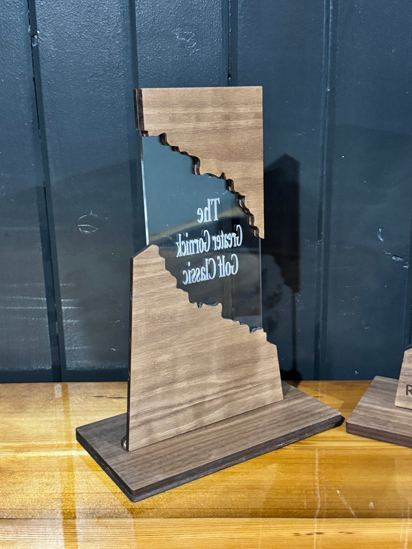 Customizable Walnut and Acrylic Award Trophy