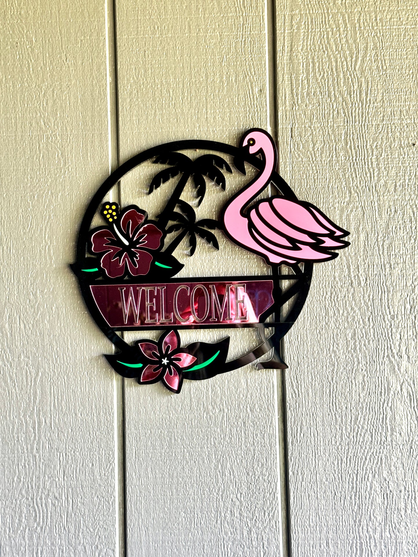 Customizable Layered Acrylic Flamingo Sign – Tropical Decor