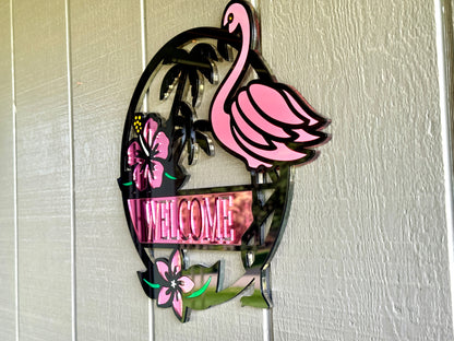 Customizable Layered Acrylic Flamingo Sign – Tropical Decor