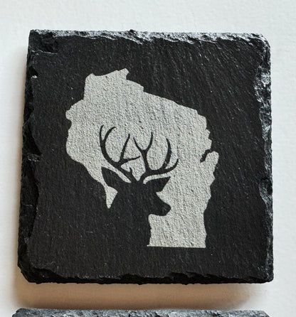 Engraved Slate Coasters – Personalized Rustic Drinkware Gift