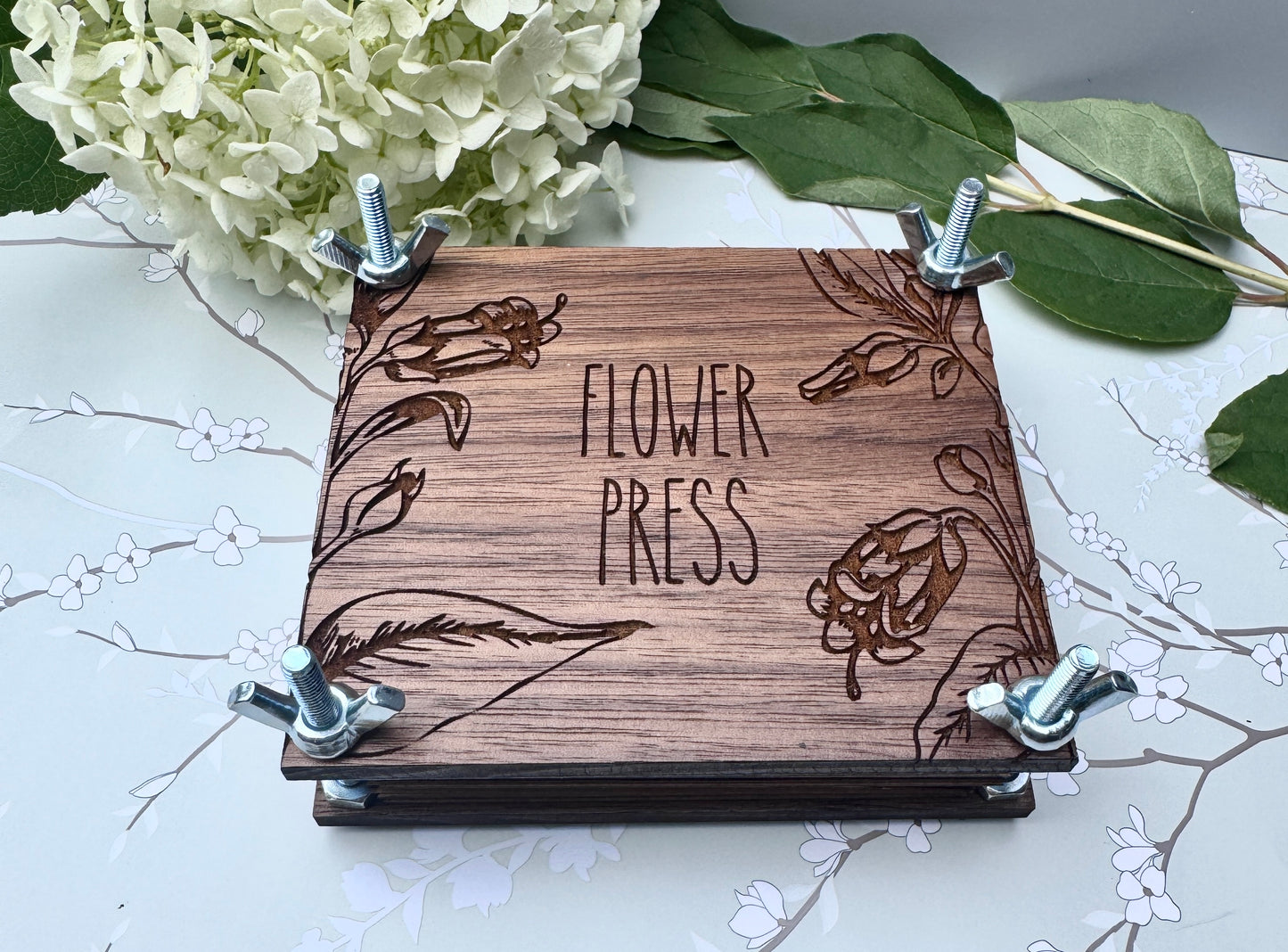 Personalized Mini Flower Press – Laser Engraved Floral Garden Gift for Crafters & Flower Lovers