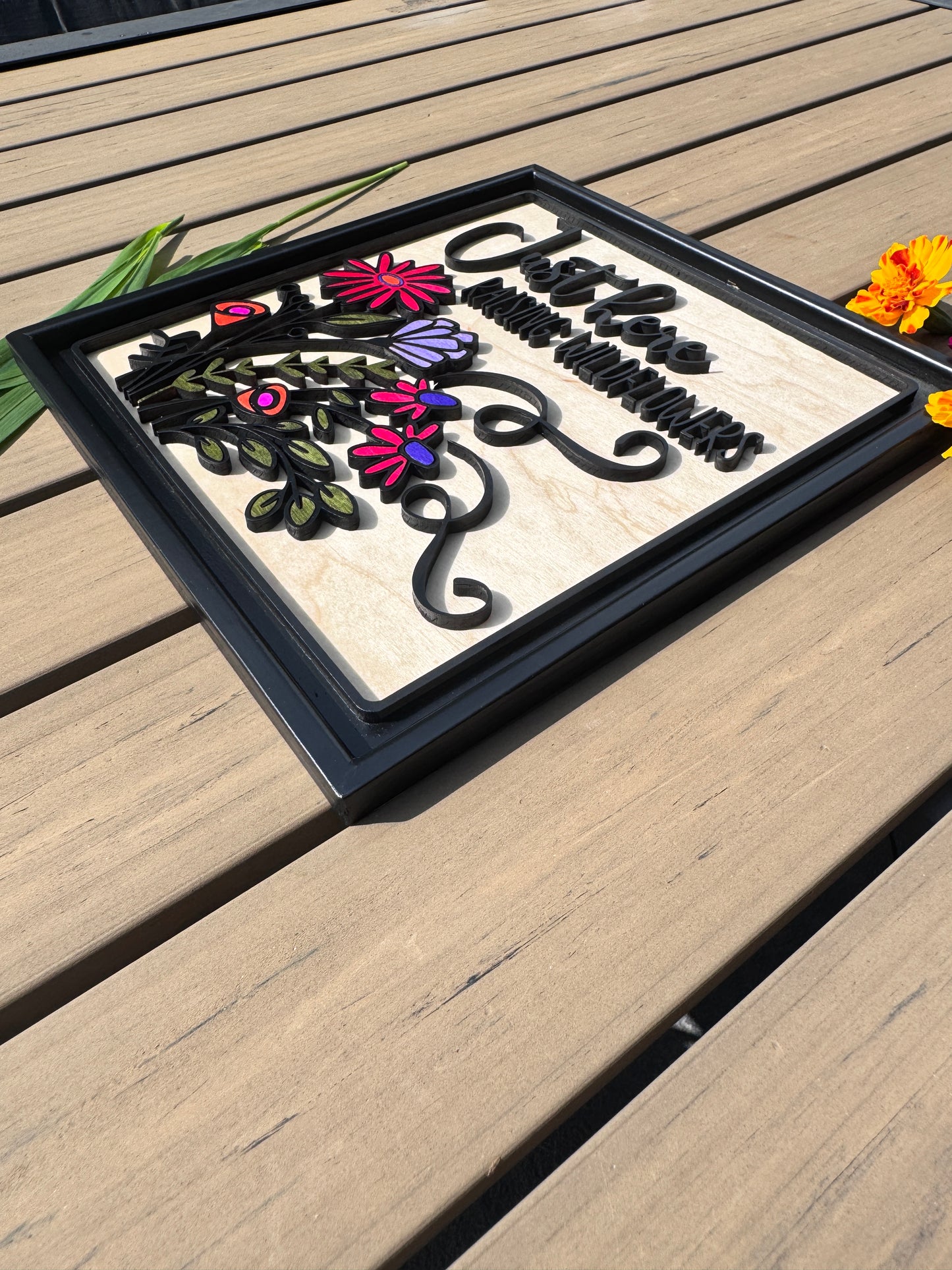 Just Here Raising Wildflowers" – Handcrafted 3D Floral Wall Art (10x10)