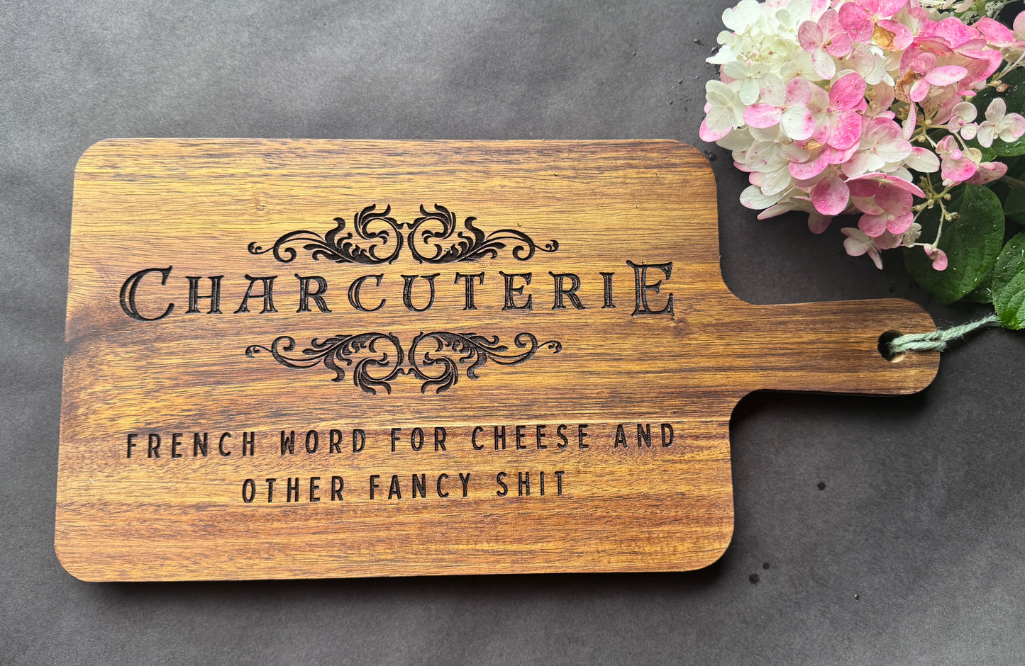 Funny Acacia Wood Cutting Board – 11.8x7.8" Laser Engraved Charcuterie Board – Hostess Gift or Kitchen Humor Decor