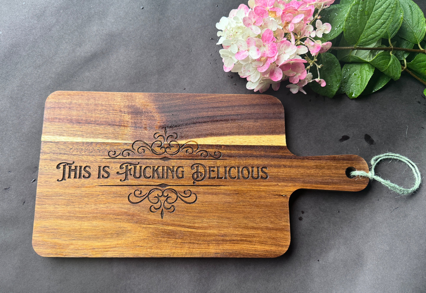 Funny Acacia Wood Cutting Board – 11.8x7.8" Laser Engraved Charcuterie Board – Hostess Gift or Kitchen Humor Decor