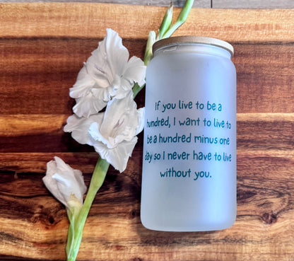 16 oz Frosted Glass Can Tumbler with Bamboo Lid & Straw