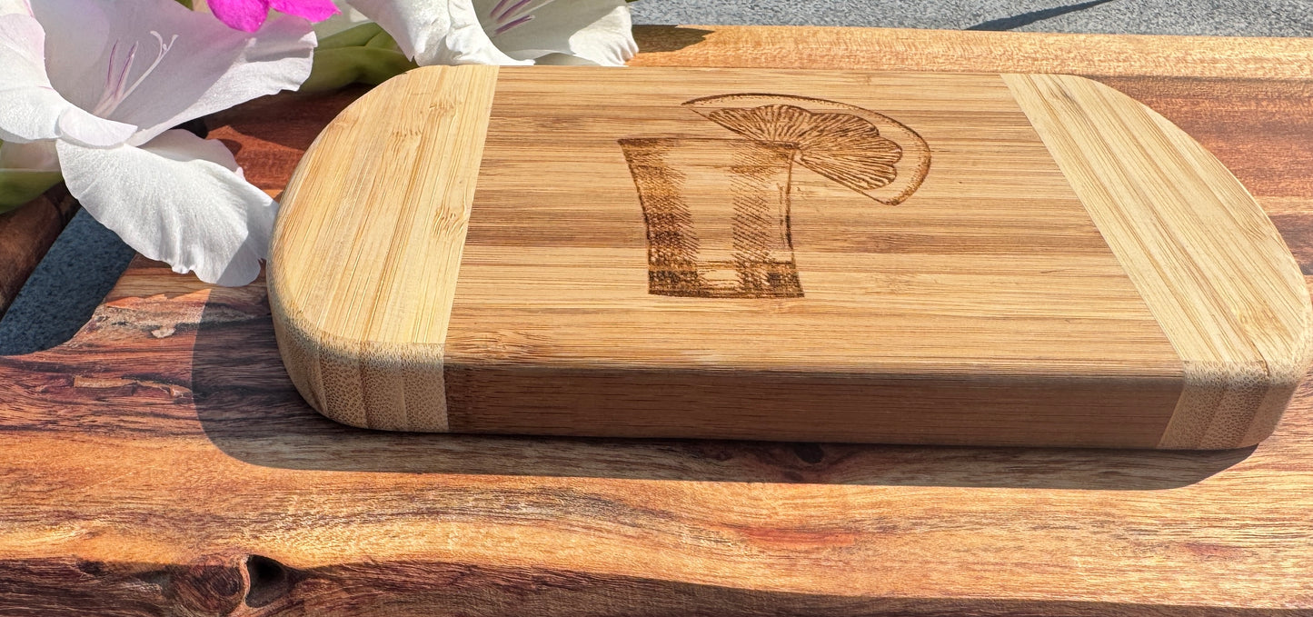 Last One! Tequila Shot Bamboo Cutting Board – 8x5 Inches