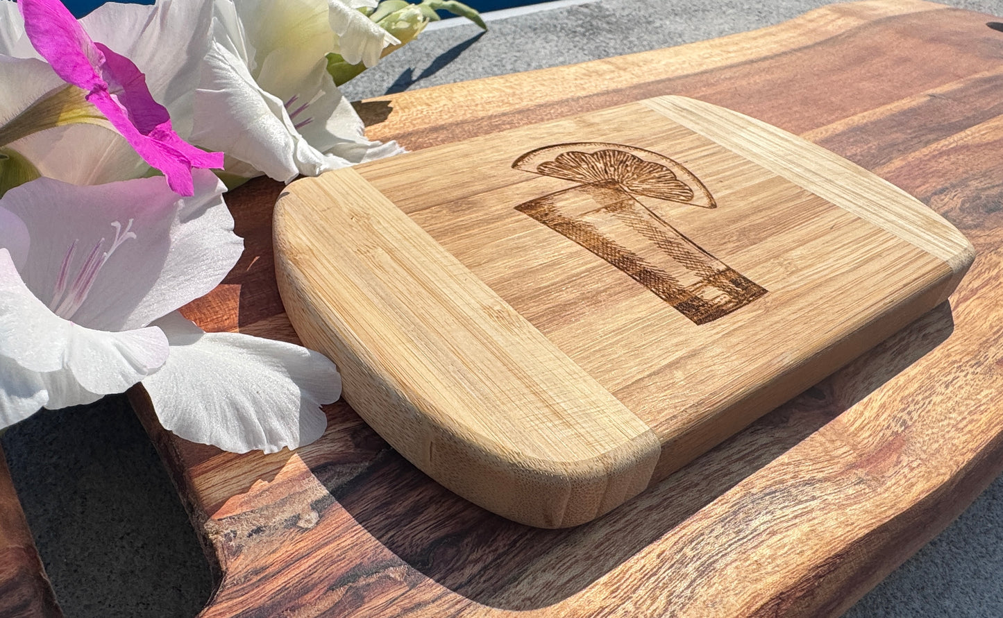 Last One! Tequila Shot Bamboo Cutting Board – 8x5 Inches