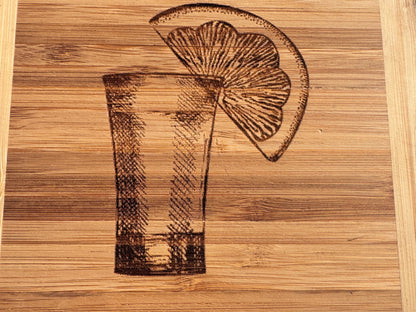 Last One! Tequila Shot Bamboo Cutting Board – 8x5 Inches