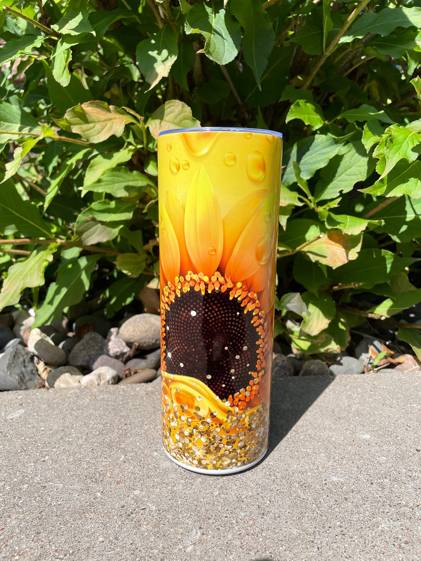 20 oz metal tumbler - Sunflower Design