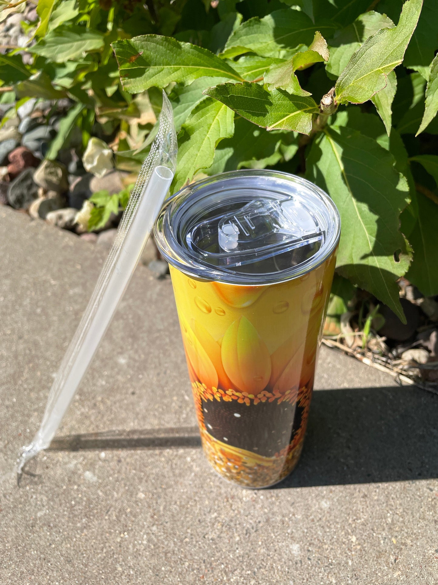 20 oz metal tumbler - Sunflower Design