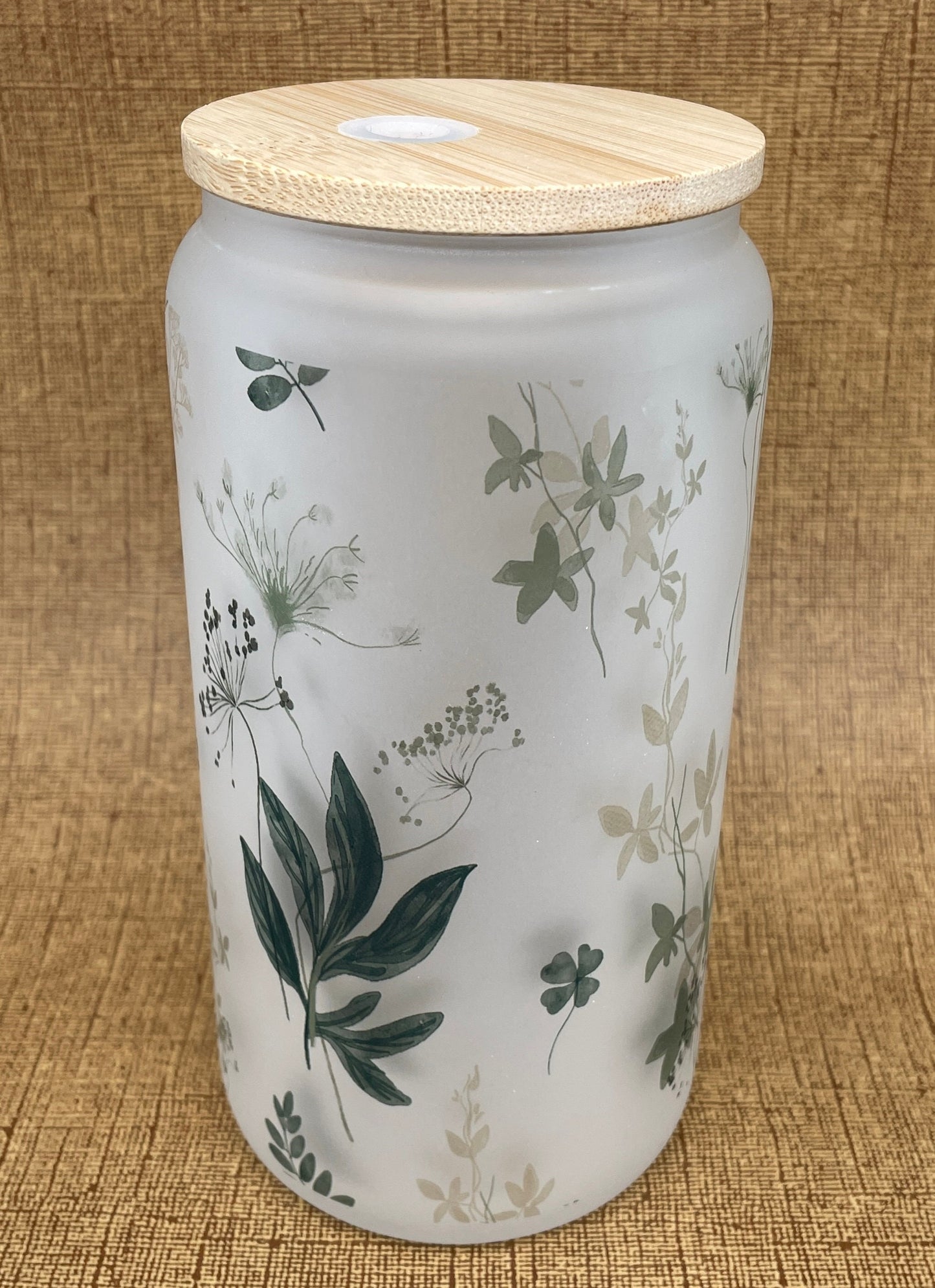Sage Flower Glass Tumbler