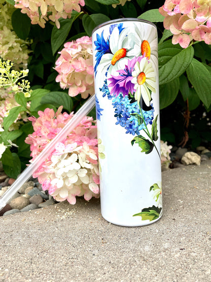 20 oz metal tumbler - Daisy Design