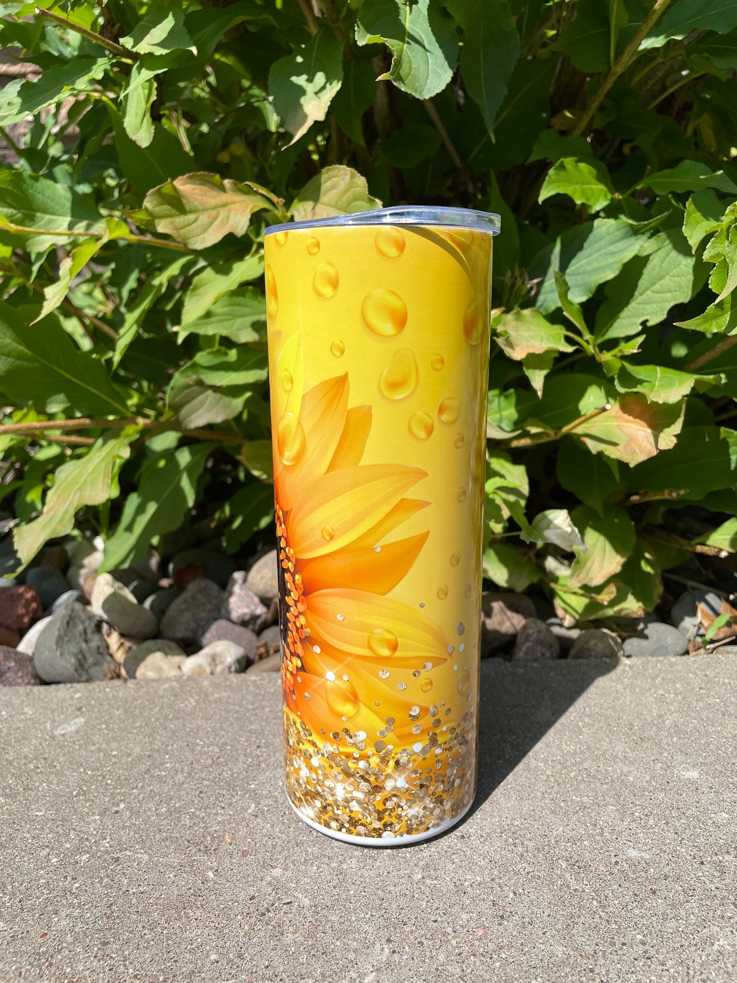 20 oz metal tumbler - Sunflower Design