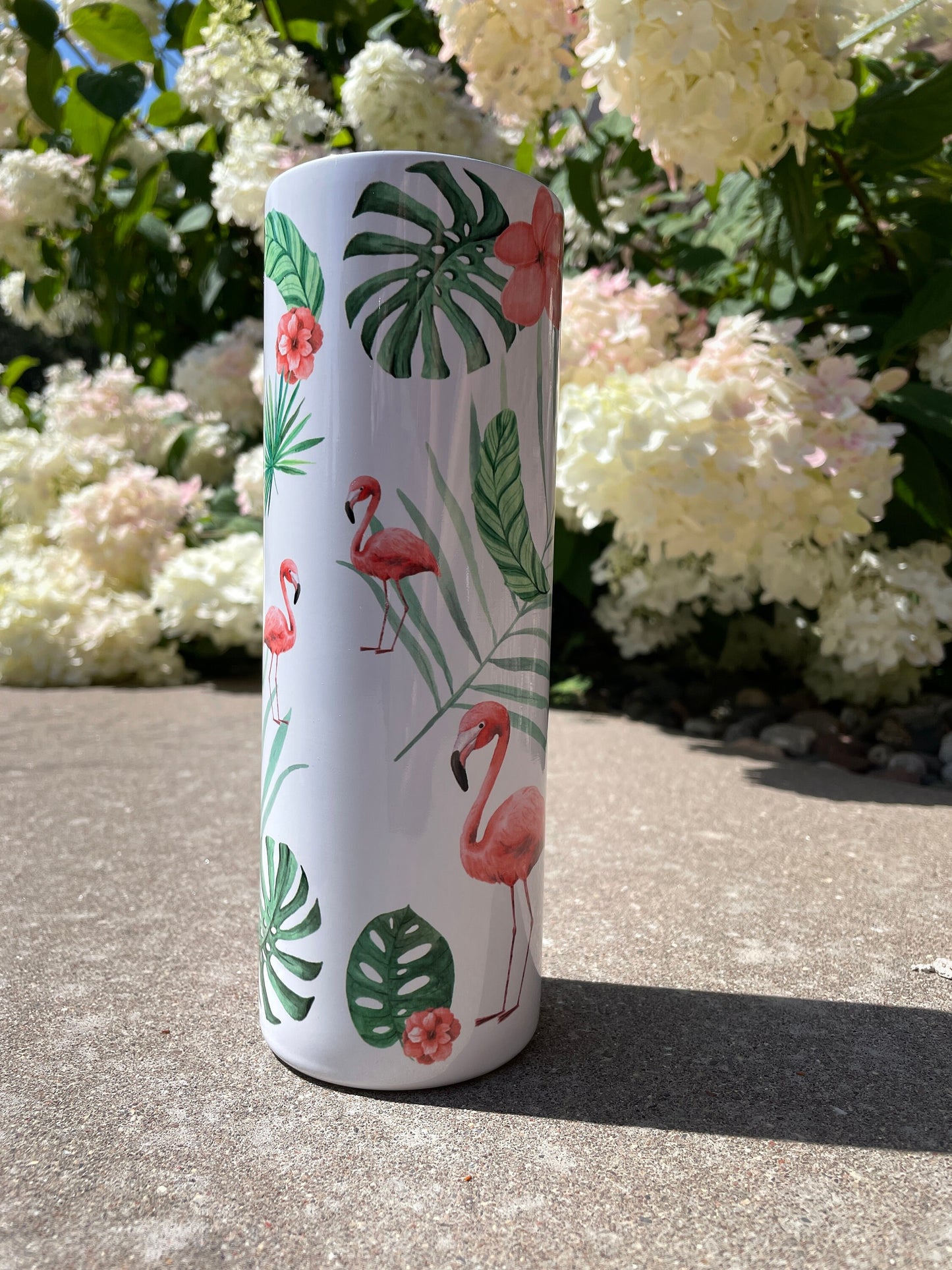 20 oz metal tumbler - Flamingo Design