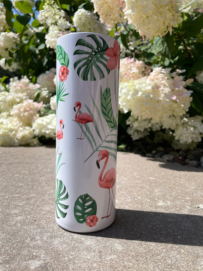 20 oz metal tumbler - Flamingo Design