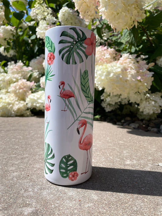 20 oz metal tumbler - Flamingo Design