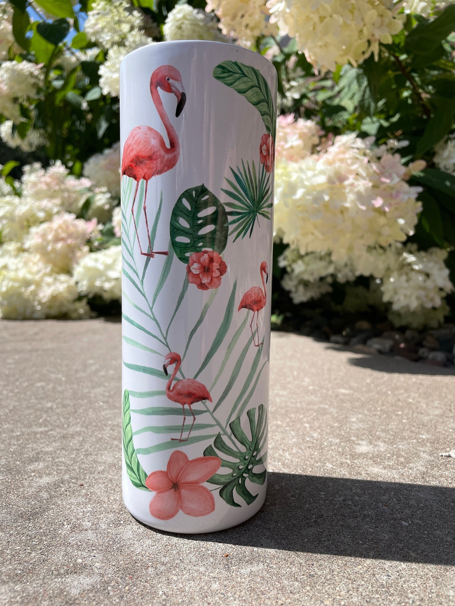 20 oz metal tumbler - Flamingo Design