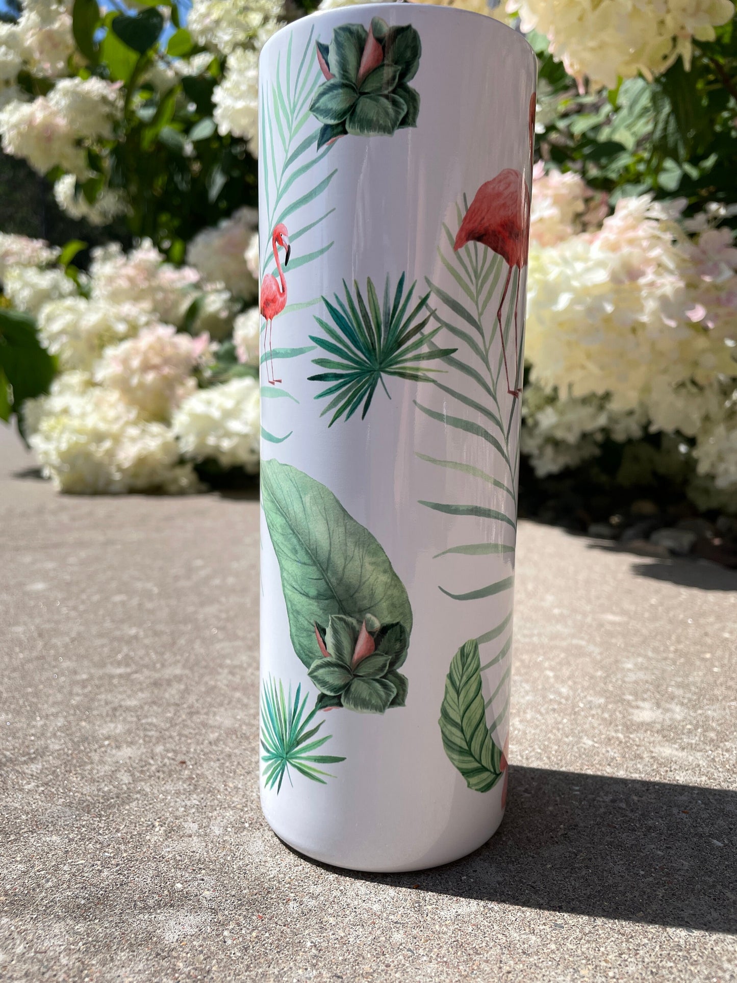 20 oz metal tumbler - Flamingo Design