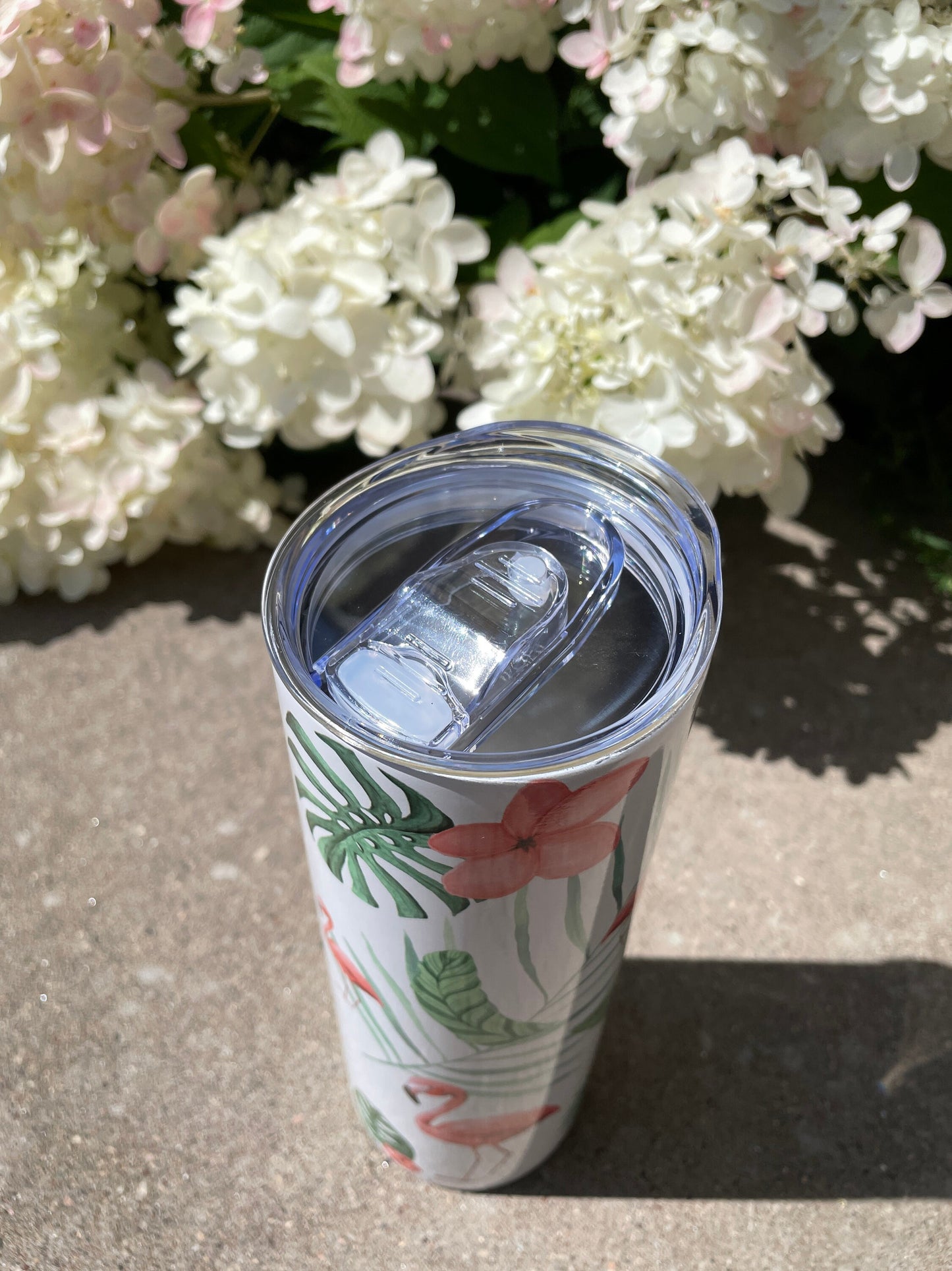 20 oz metal tumbler - Flamingo Design