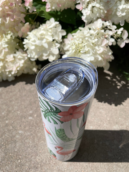 20 oz metal tumbler - Flamingo Design