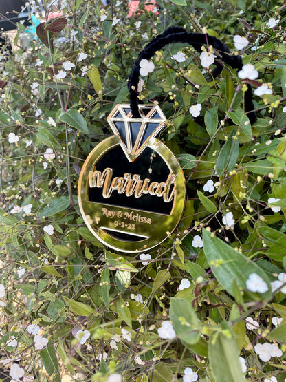 Gold Mirror Married Christmas Ornament