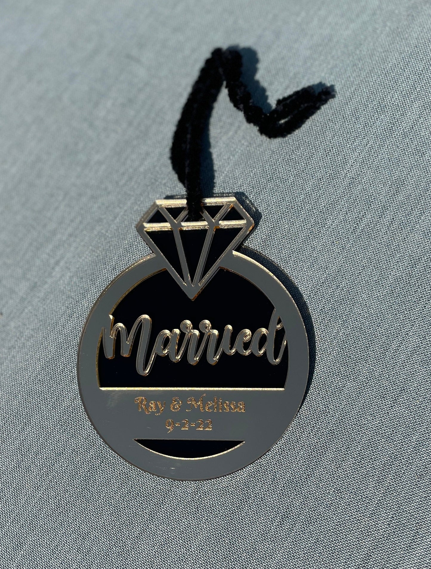 Gold Mirror Married Christmas Ornament