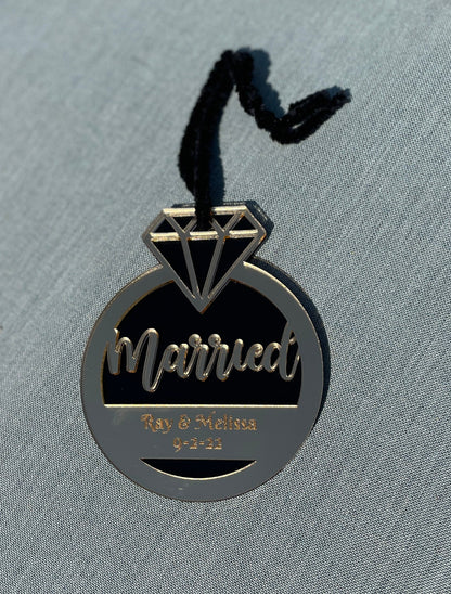 Gold Mirror Married Christmas Ornament