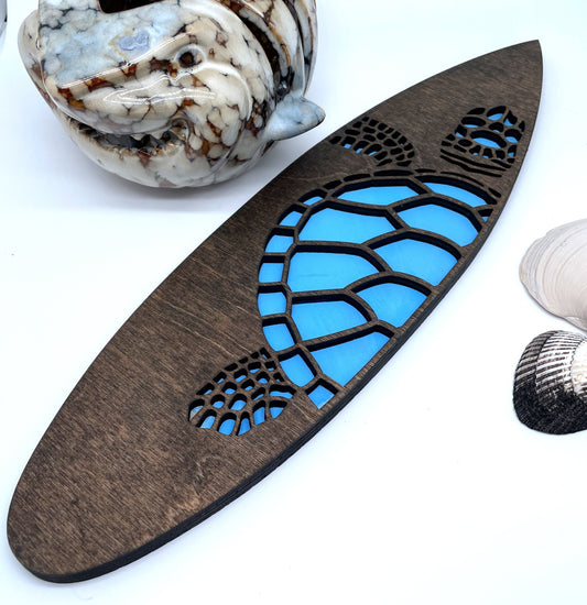 Surfboard Wall Decor – Wood Engraved Ocean Artwork