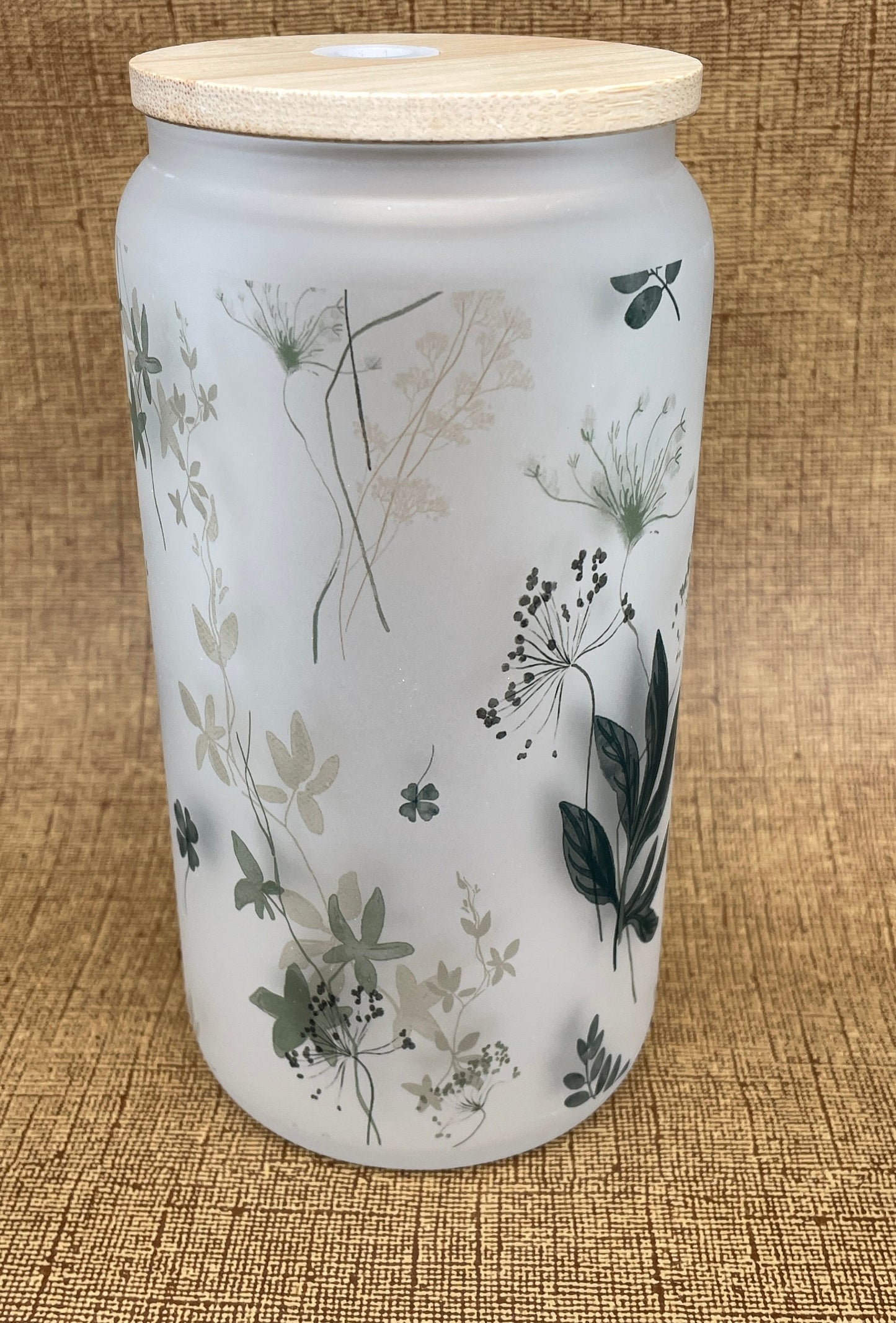 Sage Flower Glass Tumbler