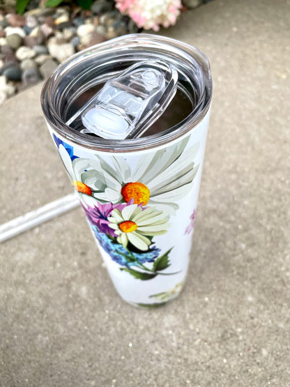 20 oz metal tumbler - Daisy Design
