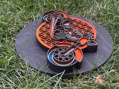 Motorcycle Artwork on Wood – Industrial Style Wall Sign