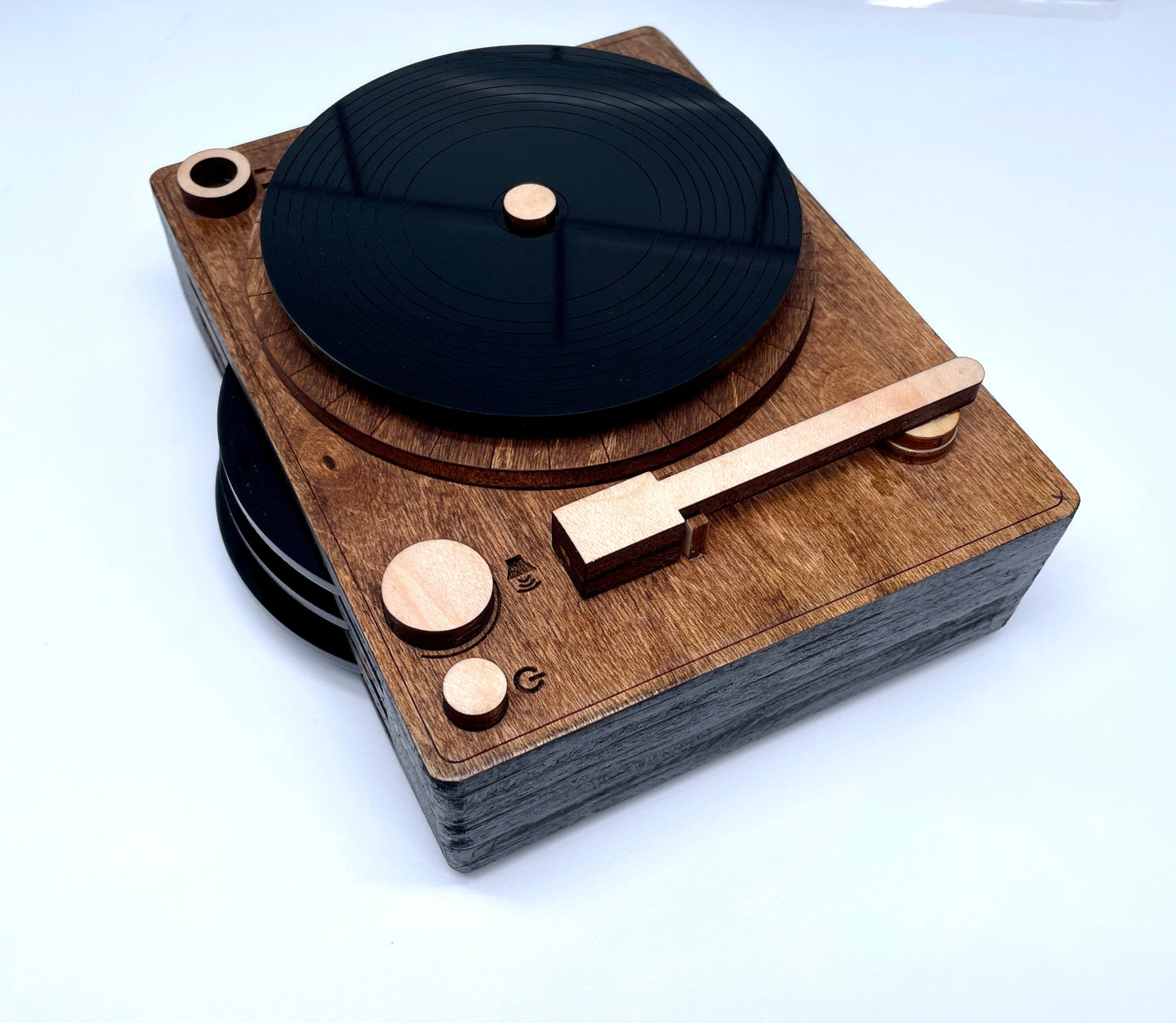 Record Coaster Set | Set of 4 Coasters | Record Coasters and Holder | Wood and Acrylic Coaster | Record Player Coasters | Mini Record Player