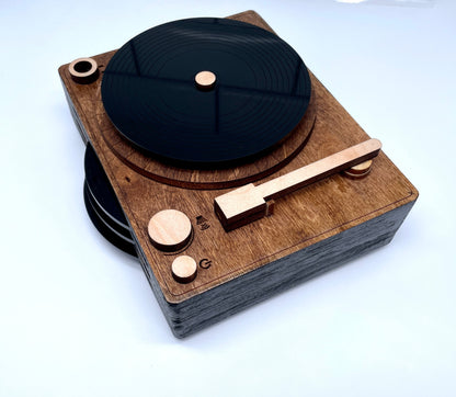 Record Coaster Set | Set of 4 Coasters | Record Coasters and Holder | Wood and Acrylic Coaster | Record Player Coasters | Mini Record Player