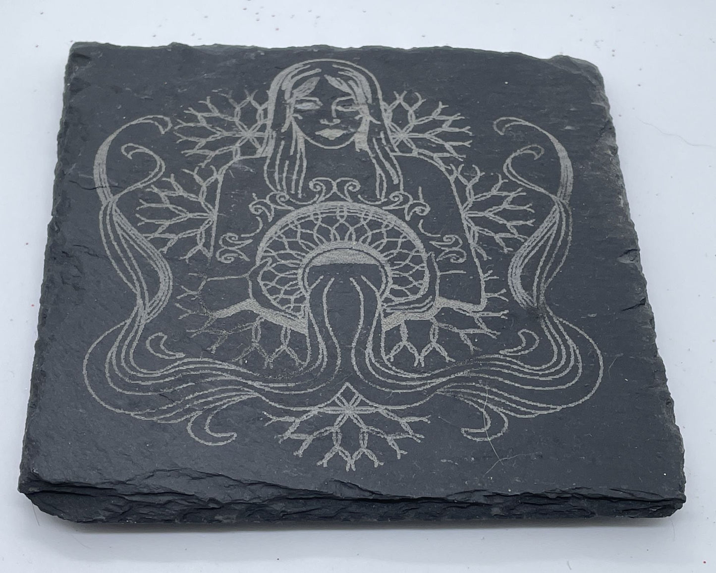 Engraved Slate Coasters – Personalized Rustic Drinkware Gift