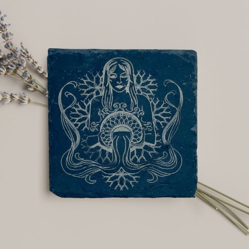 Engraved Slate Coasters – Personalized Rustic Drinkware Gift