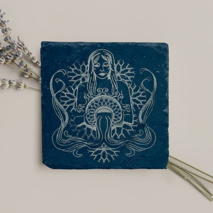 Engraved Slate Coasters – Personalized Rustic Drinkware Gift