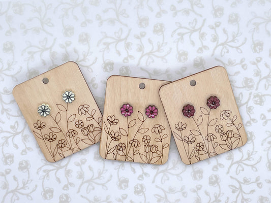 Laser Cut Daisy Flower Stud Earrings