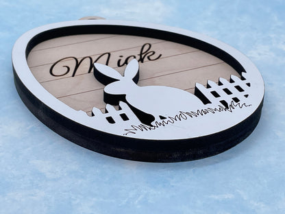 Engraved Easter Basket Tag, Custom Maple Wood Name Tag