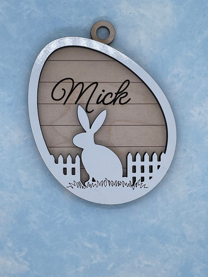 Engraved Easter Basket Tag, Custom Maple Wood Name Tag