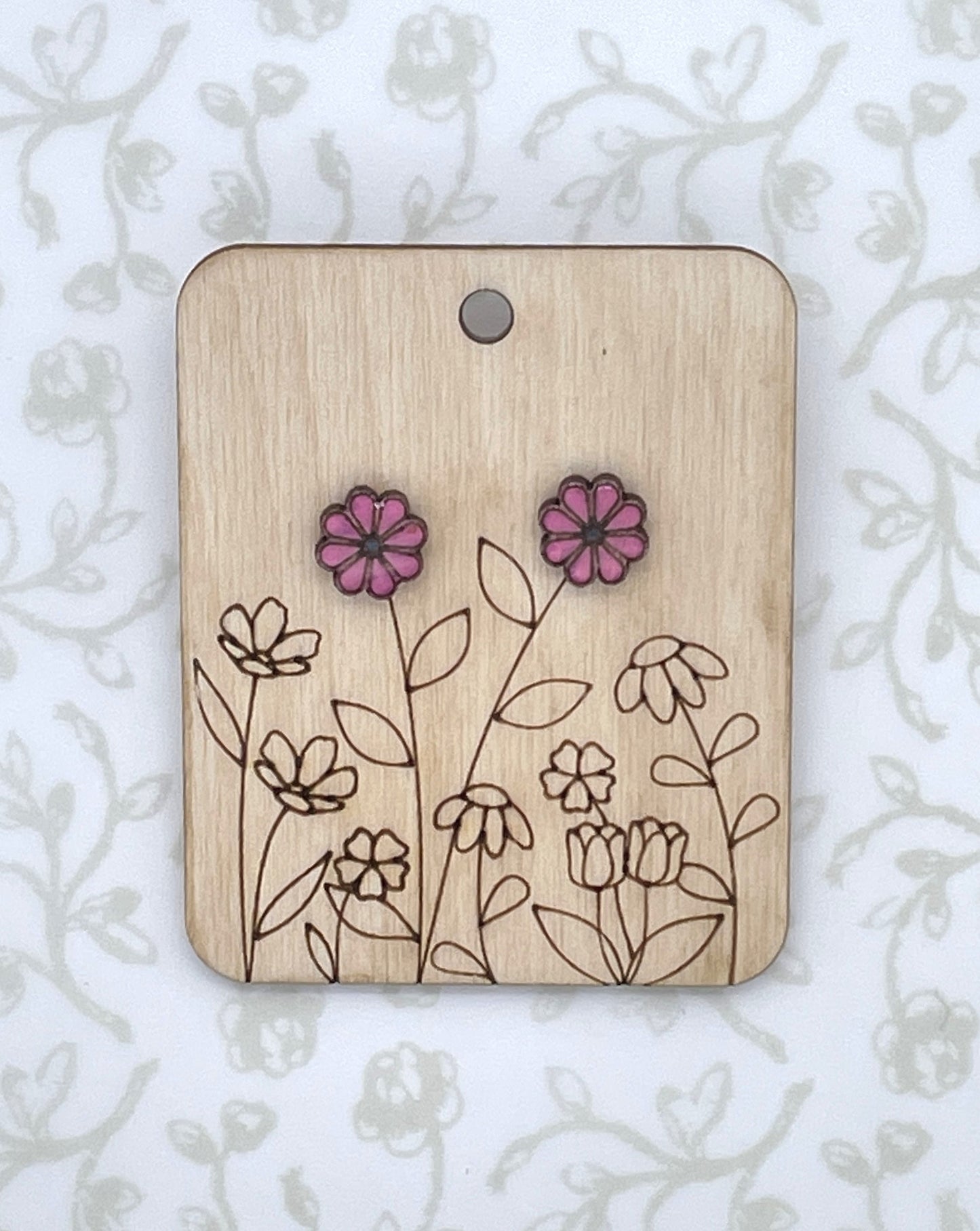 Laser Cut Daisy Flower Stud Earrings