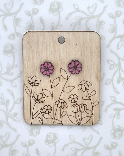 Laser Cut Daisy Flower Stud Earrings