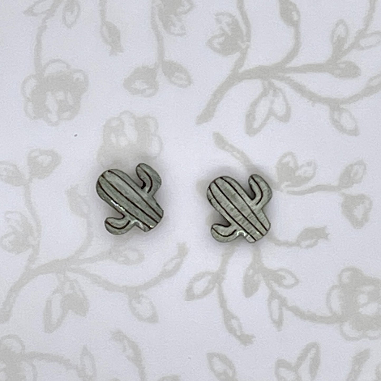 Handmade Saguaro Cactus Wood Stud Earrings with Resin Coating