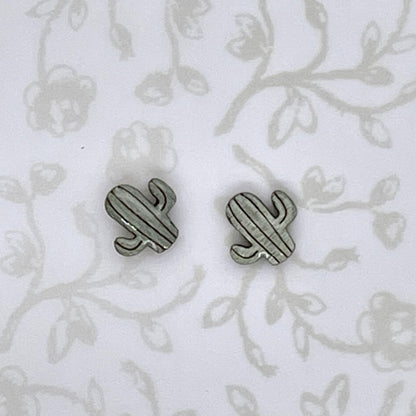 Handmade Saguaro Cactus Wood Stud Earrings with Resin Coating