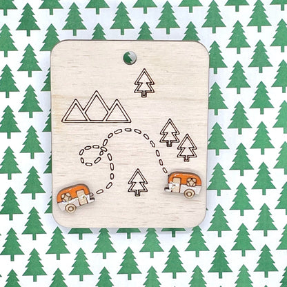 Camper Stud Earrings, Camping Jewelry, Nature Lover Gift