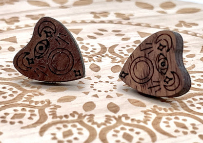 Wooden Planchette Stud Earrings – Gothic Ouija-Inspired Jewelry