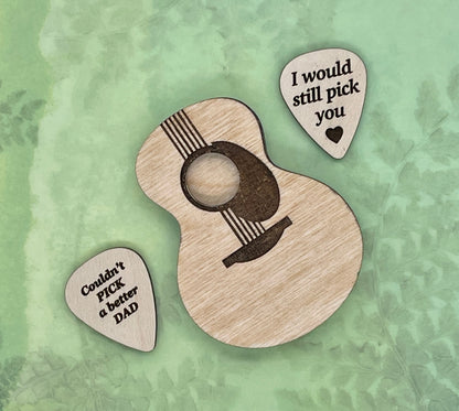 Laser Engraved Birch Wood Guitar Pick Box, Personalized Gift