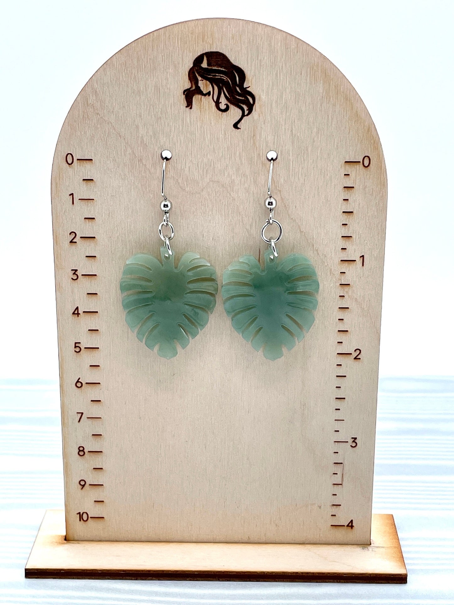 Monstera Leaf Dangling Earrings, Green Acrylic Monstera Leaf, Monstera Jewelry
